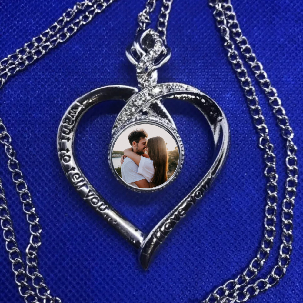 Heart Gem Stone Necklace I Want To Tell You I Love You Personalised With Photo - Perham Prints