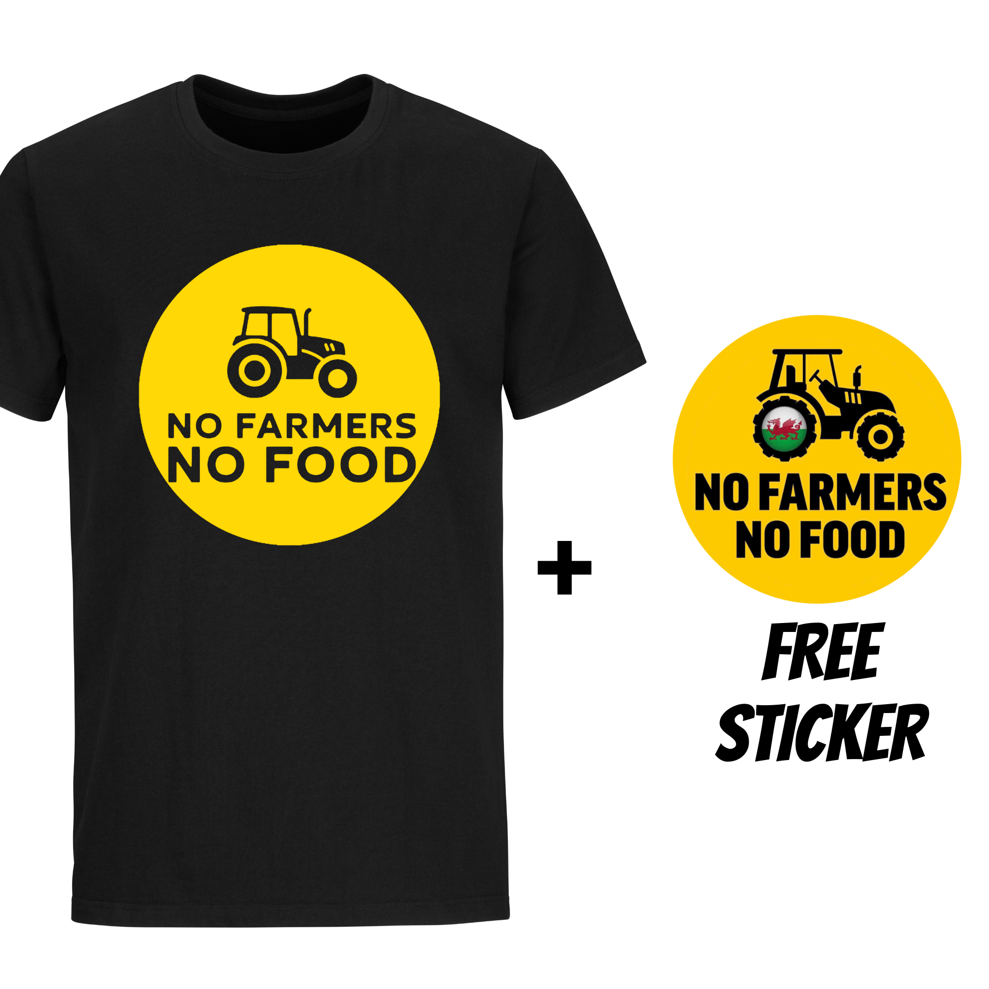 Gildan No Farmers No Food Black Roundneck Tshirt - Perham Prints