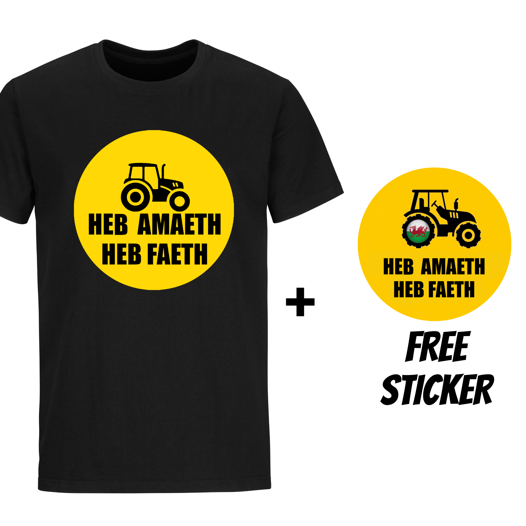 Gildan No Farmers No Food Black Roundneck Tshirt - Perham Prints