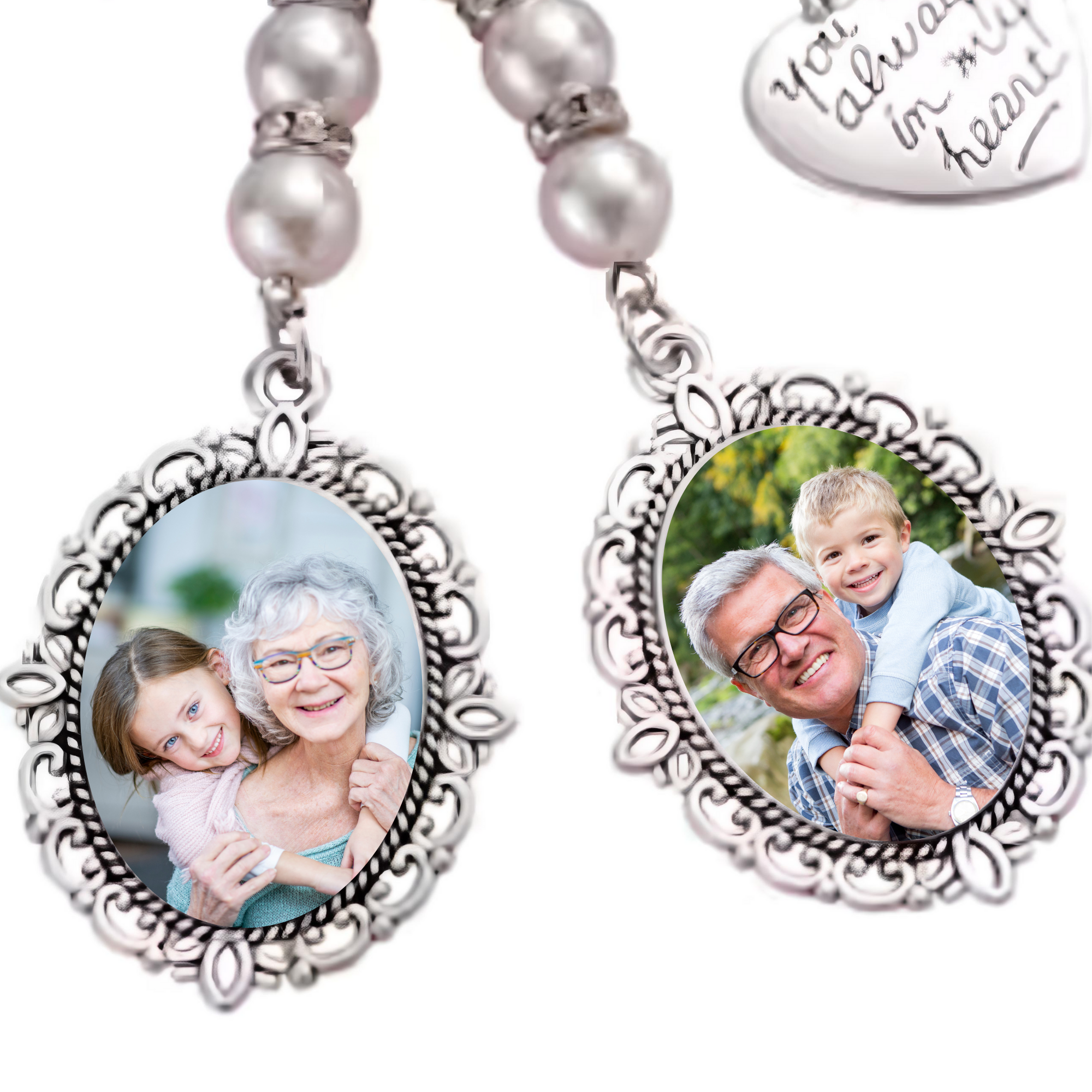 Personalised Bouquet Charm – Photo Memory Keepsake with Angel & Engraved Heart