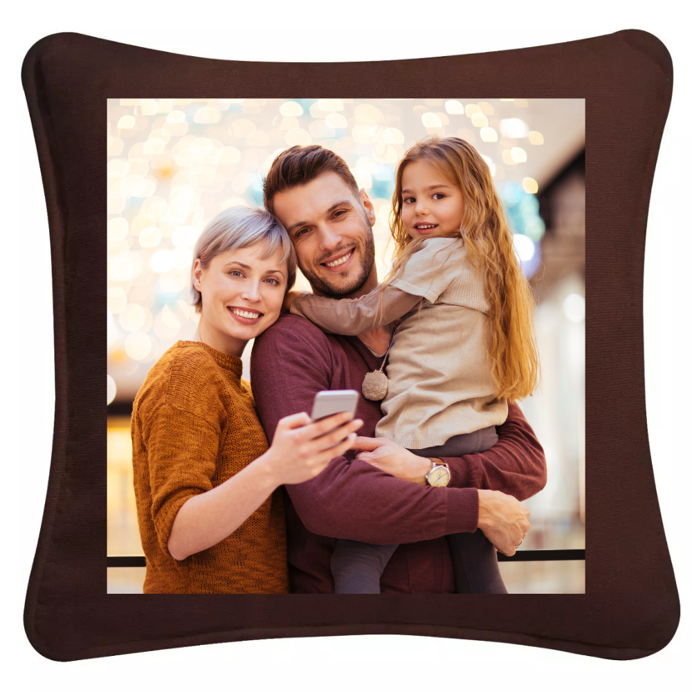 Personalised Brown Picture Photo Cushion - Perham Prints