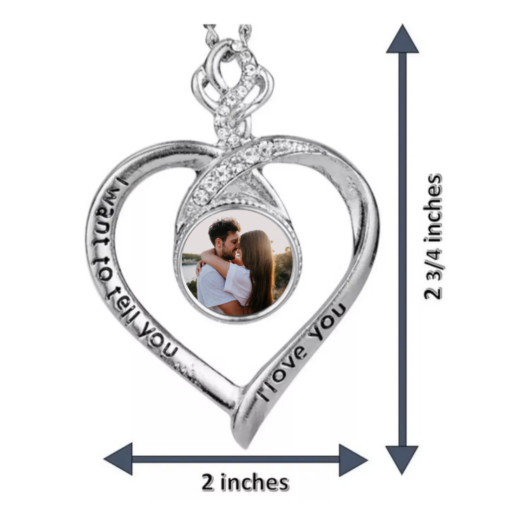 Heart Gem Stone Necklace I Want To Tell You I Love You Personalised With Photo - Perham Prints