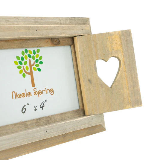 6" x 4" Wooden Hearts Shutter Photo Frame - Perham Prints