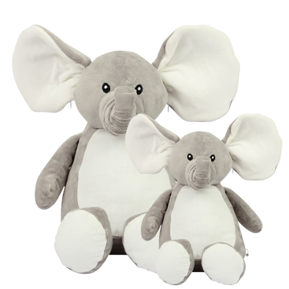 Personalised Light Grey Elephant Animal Teddy Cuddle Toy