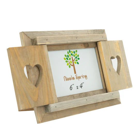 6" x 4" Wooden Hearts Shutter Photo Frame - Perham Prints