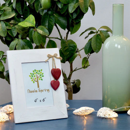 4" x 6" White Standing Photo Frame with Hearts - Perham Prints