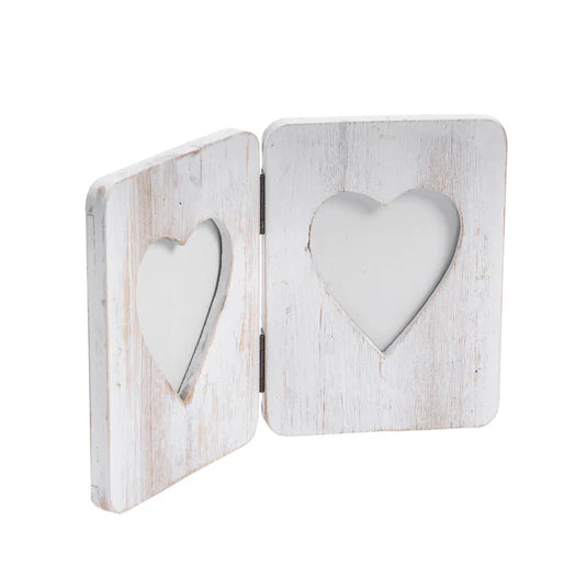 4" x 6" Wooden Hearts Standing Double Photo Frame - Perham Prints