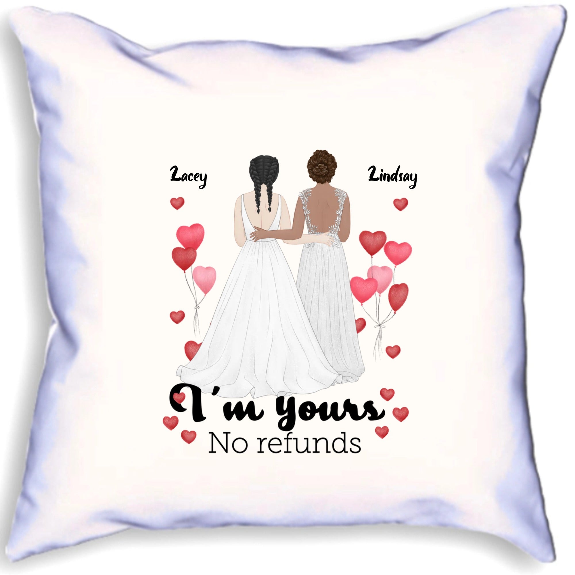 I'm Yours No Refunds Personalised Character Wedding Cushion