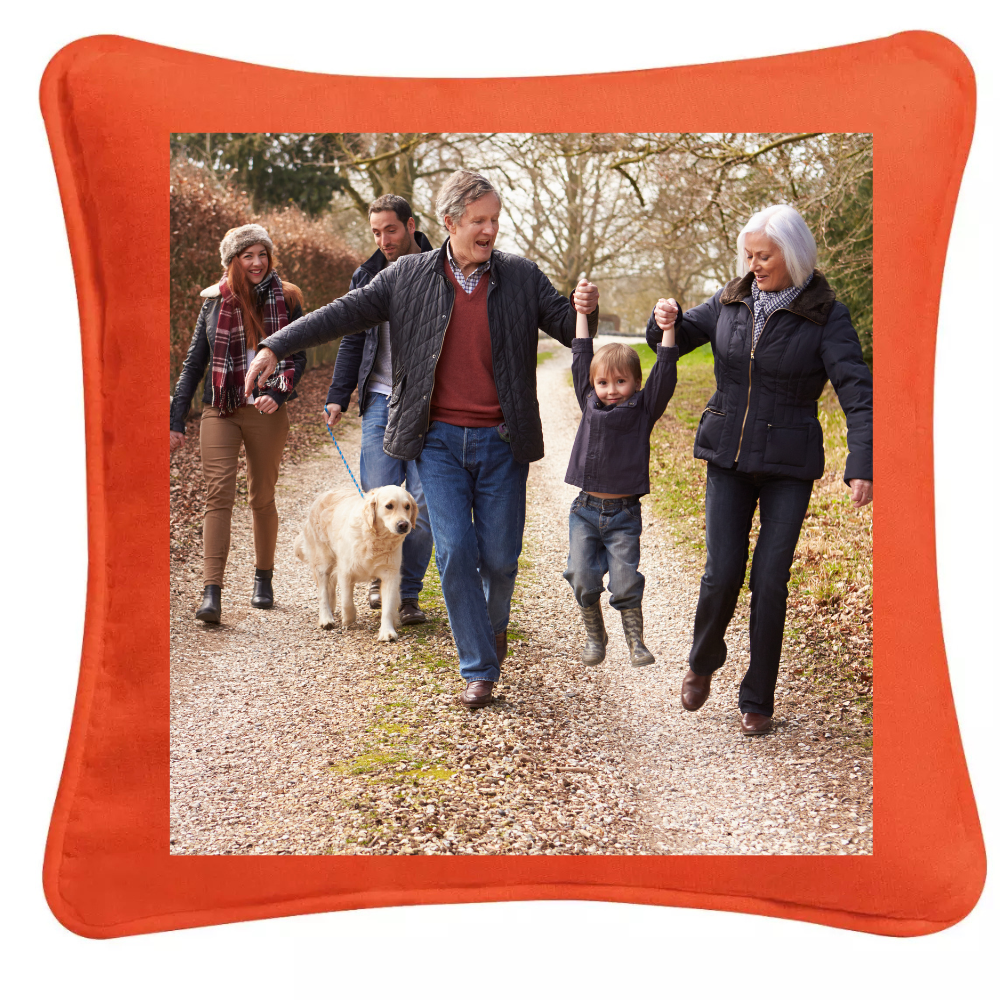 Personalised Orange Picture Photo Cushion - Perham Prints