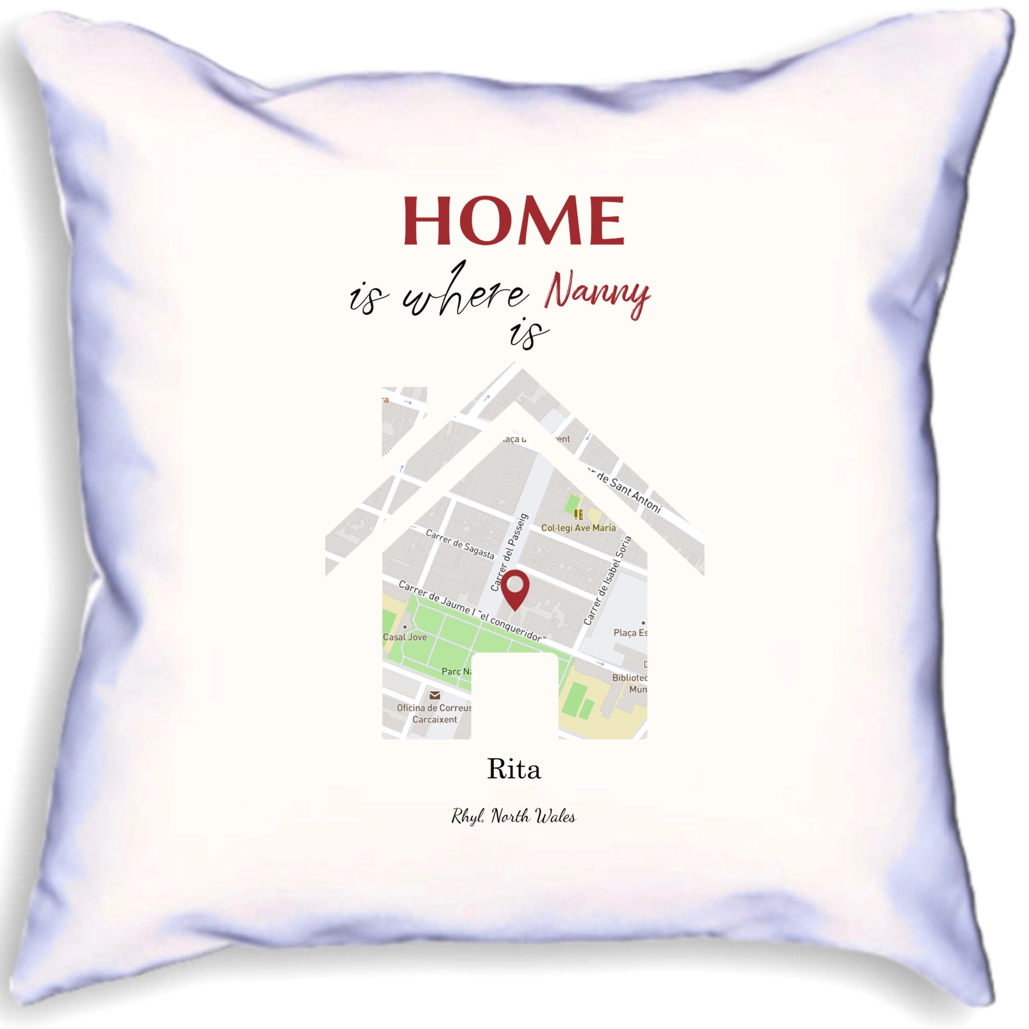 Home Is Where NAME is Personalised Map Cushion