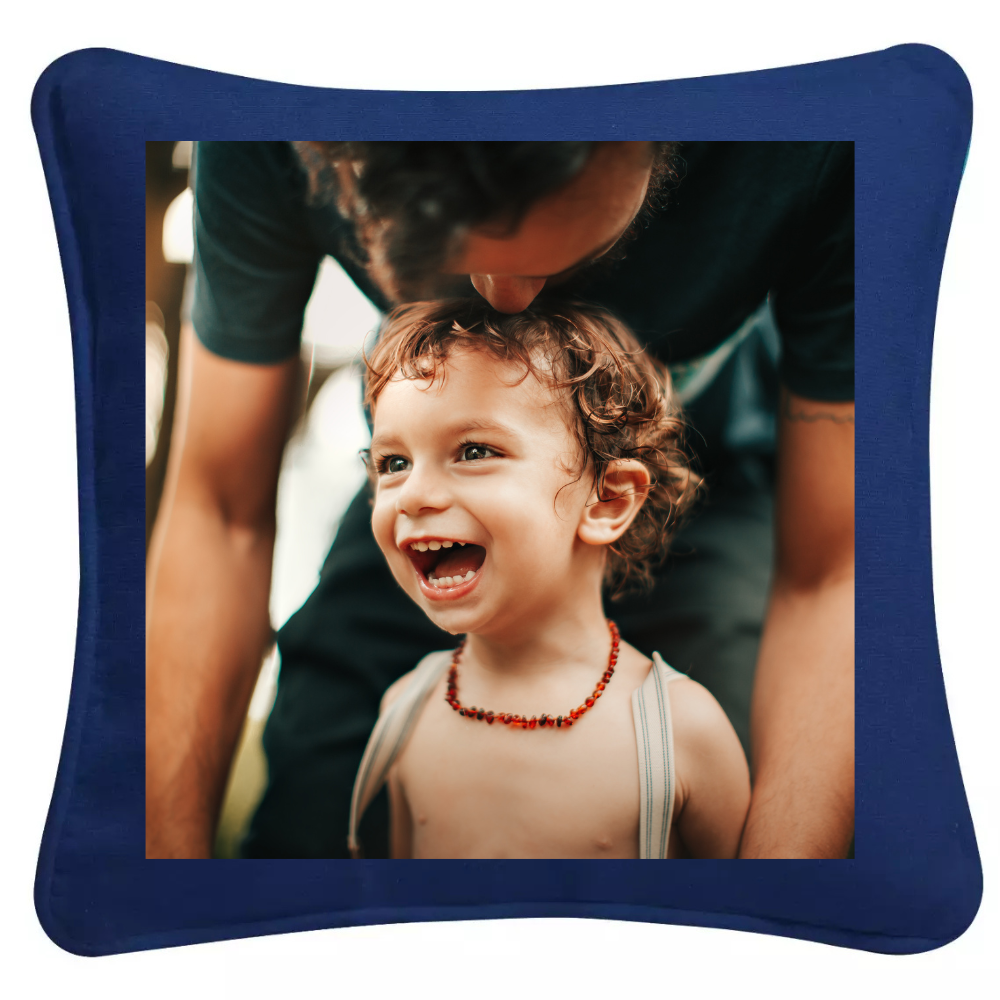 Personalised Navy Blue Picture Photo Cushion - Perham Prints