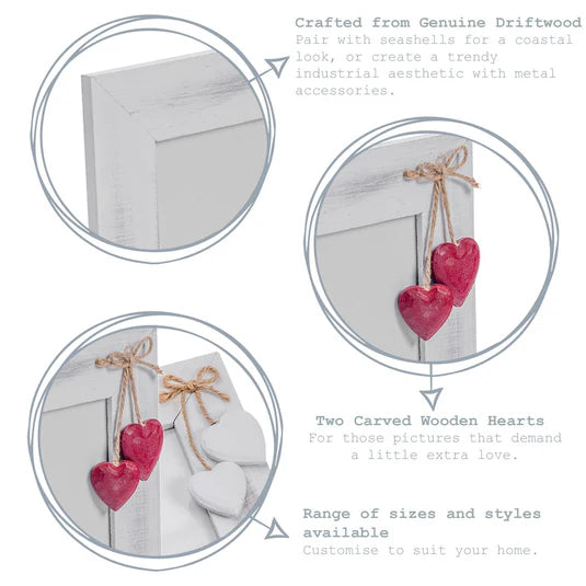 4" x 6" White Standing Photo Frame with Hearts - Perham Prints