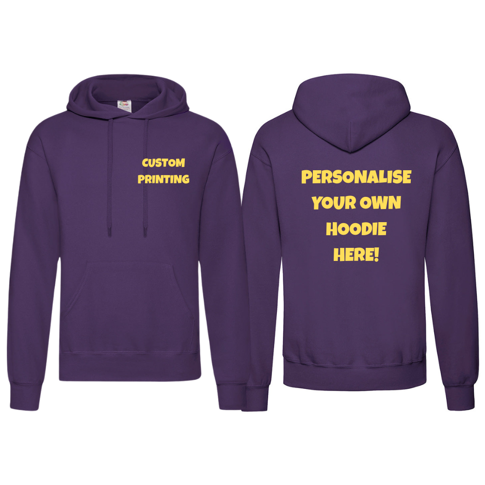 Fully Personalised Purple UNISEX Pullover AWDis Hoodie - Create Your Design - Perham Prints