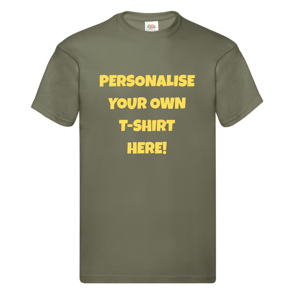 Fully Personalised Military Green UNISEX Tshirt - Create Your Design - Perham Prints