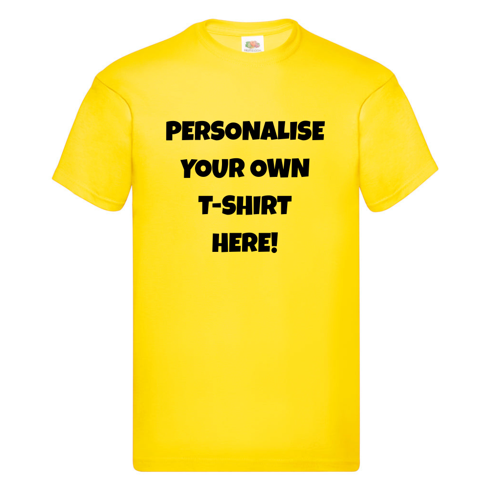 Fully Personalised Yellow UNISEX Tshirt - Create Your Design - Perham Prints