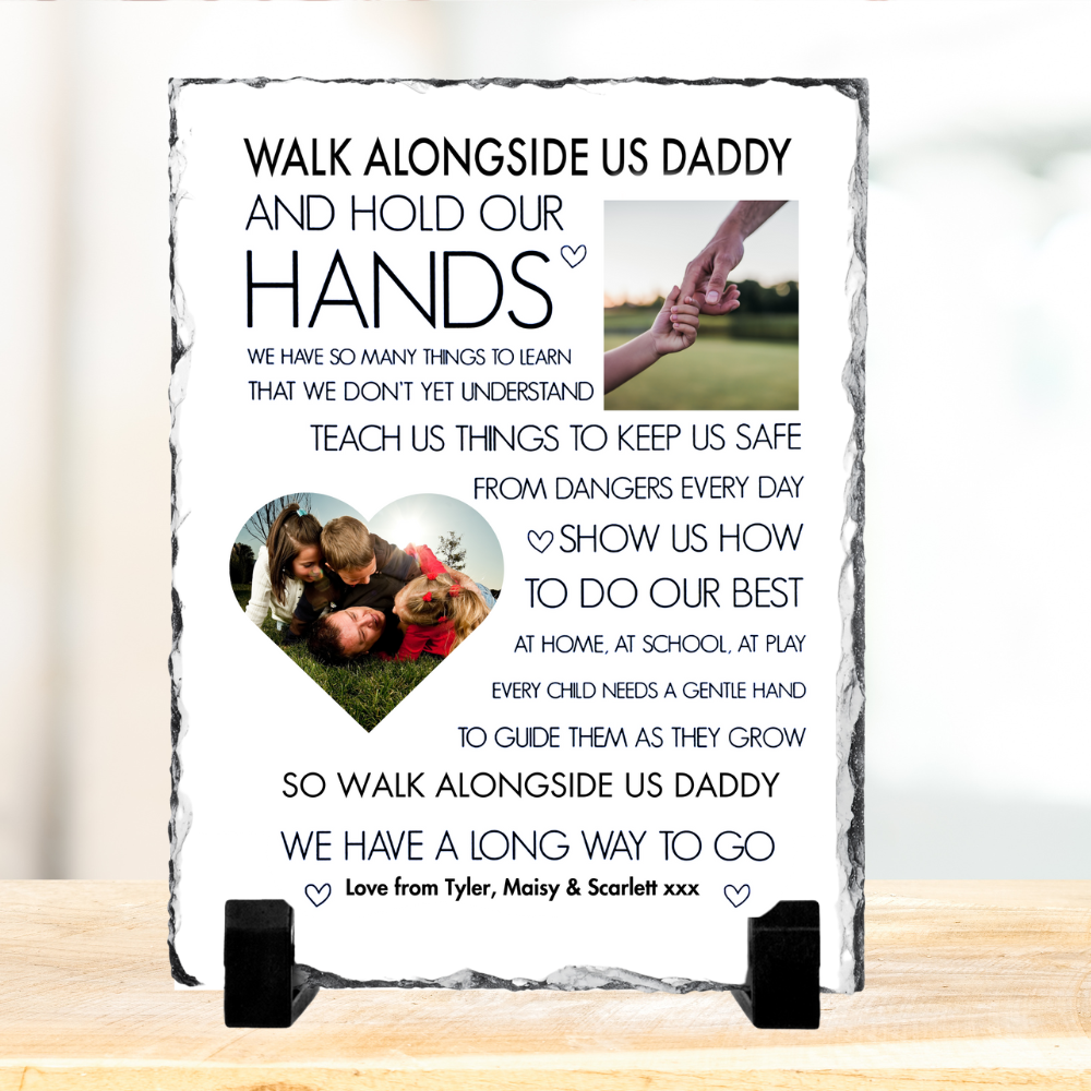 Personalised Walk Alongside Me Daddy Poem Personalised Photo Slate - Perham Prints