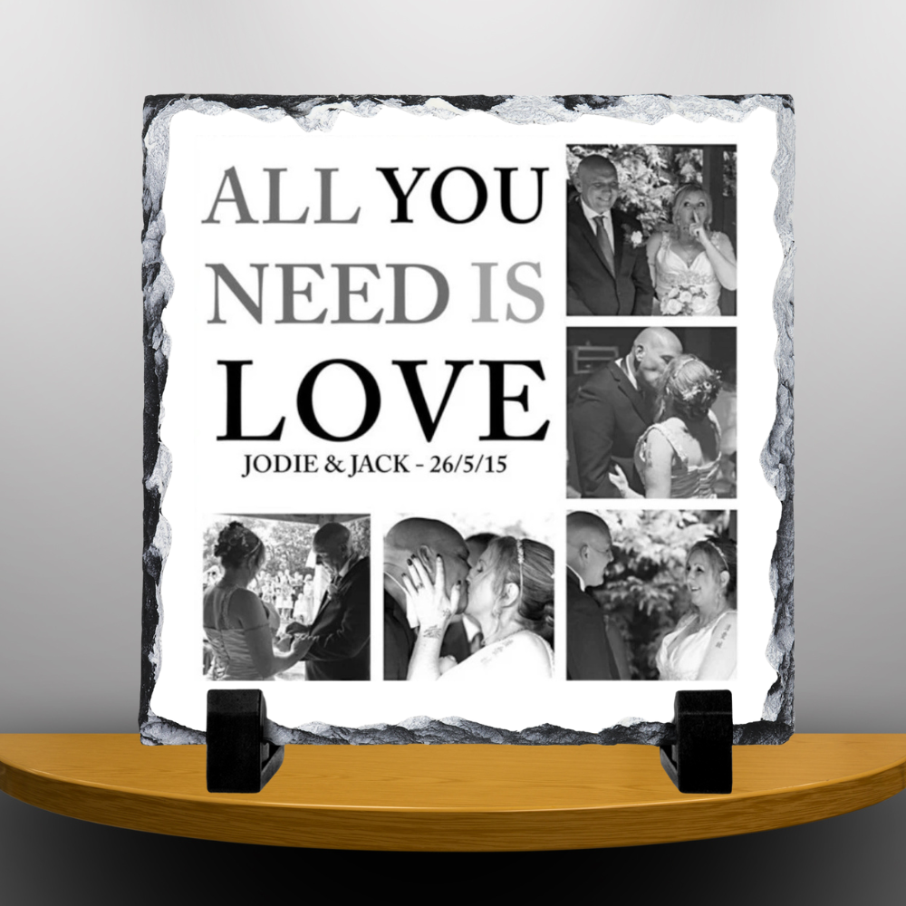 Personalised All You Need Is Love  Photo Collage Slate - Perham Prints