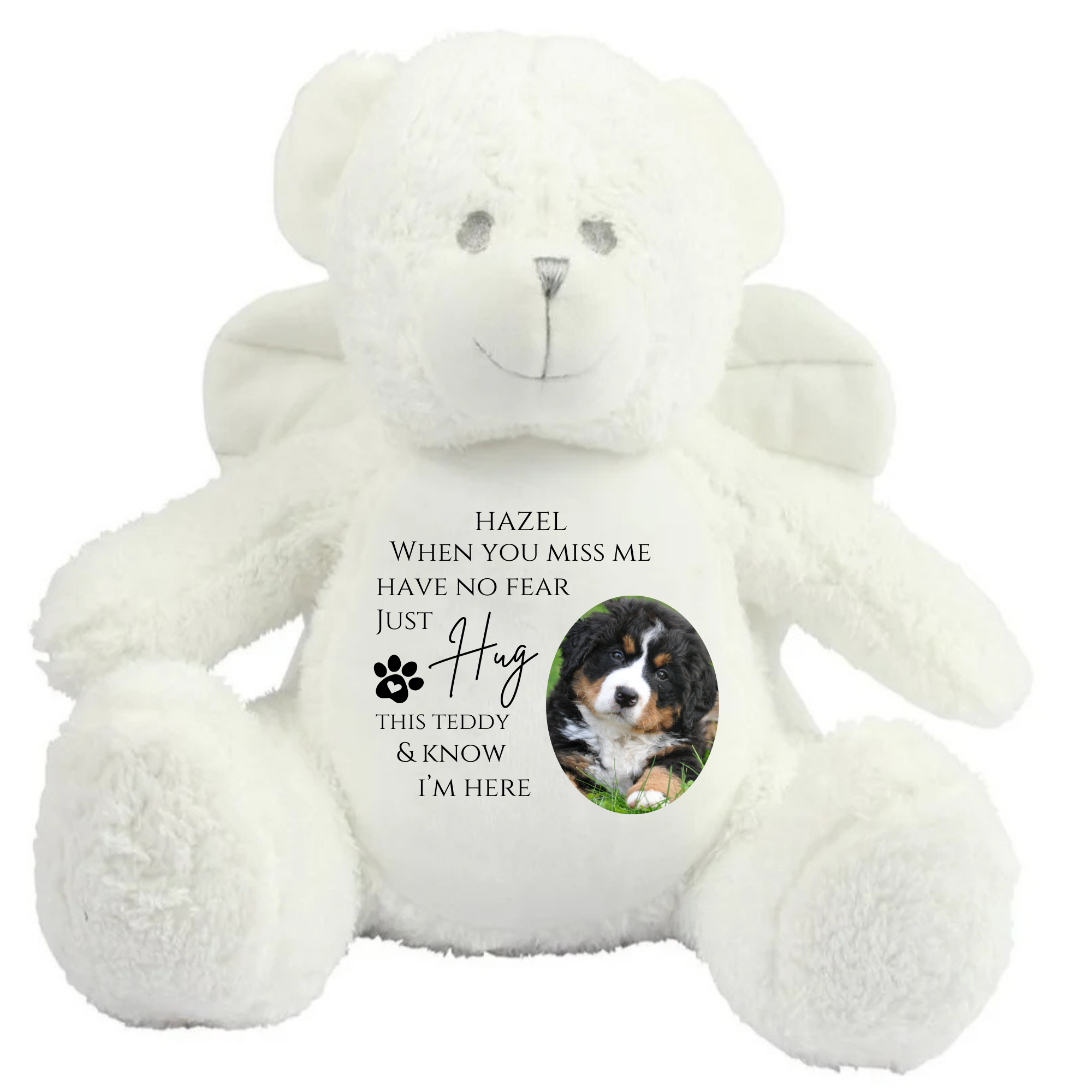 Customised Angel Teddy Bear – A Hug from Heaven - When You Miss Me Poem Angel Teddy Bear - Perham Prints
