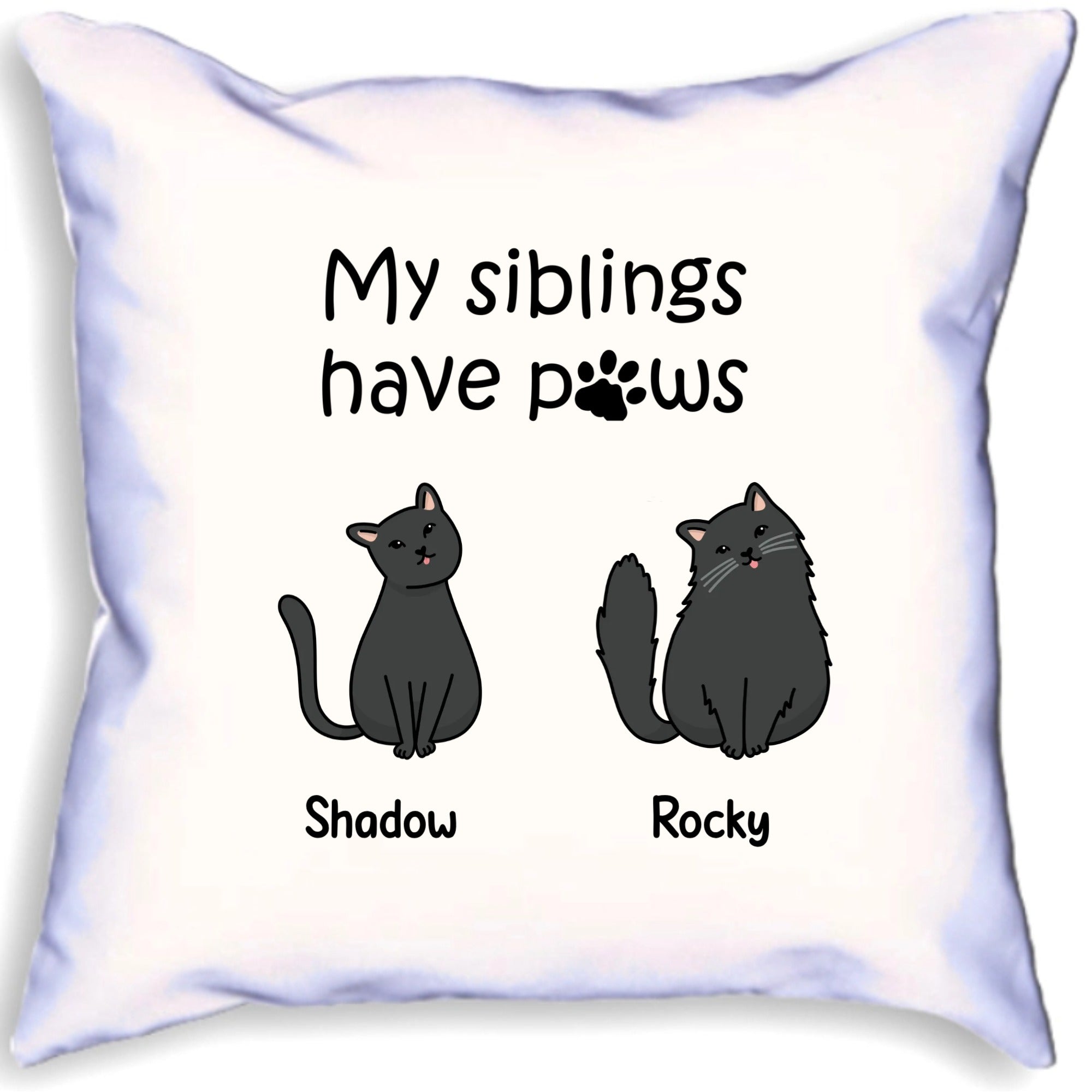 My Siblings Have Paws Personalised Character Cat Cushion