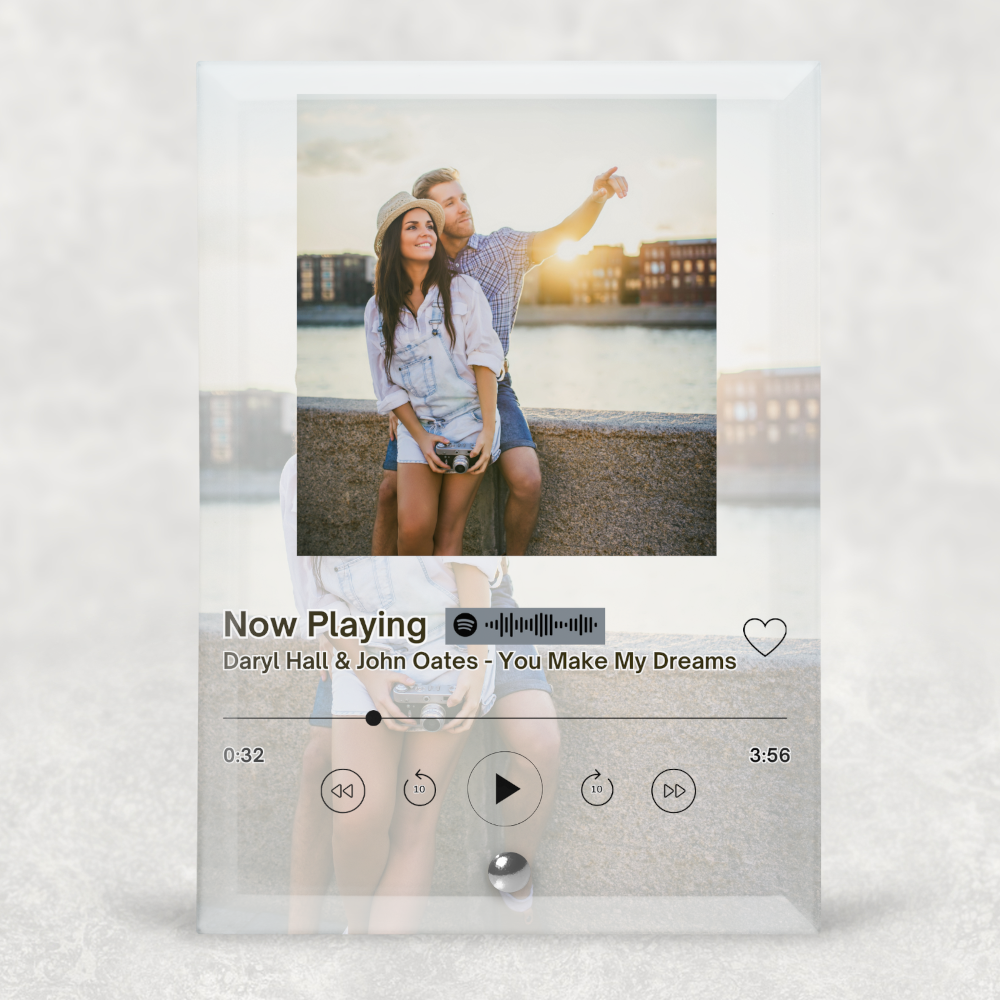Personalised Scannable With Spotify Song Glass Stand Personalised Music Photo Gift - Perham Prints