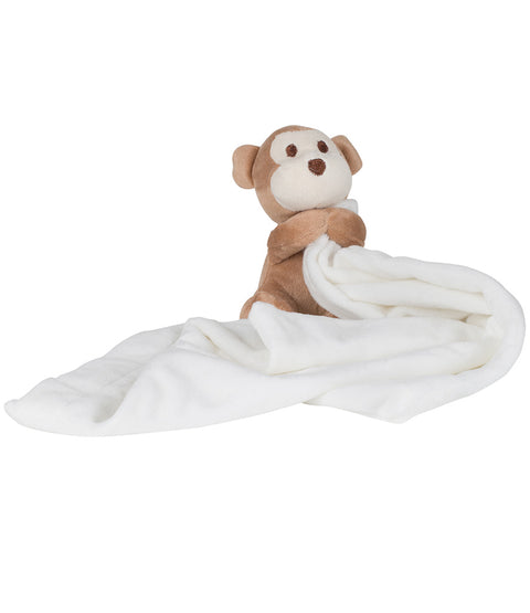 Personalised Baby Comforter White Monkey Cuddle Toy