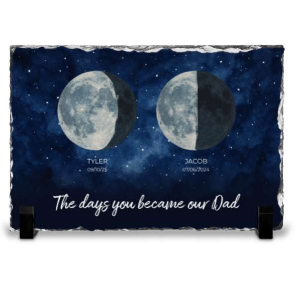 When You Became Our Dad Moon Phases Personalised Photo Slate