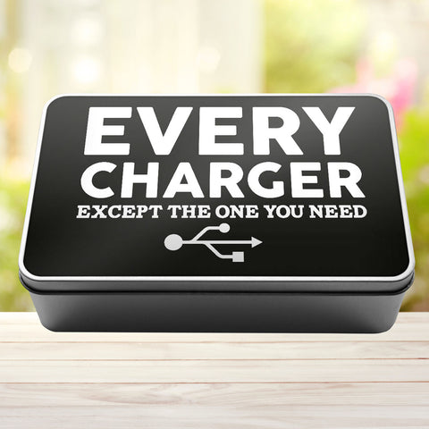 Charger Storage Rectangle Tin Every Charger But The One You Need - 0