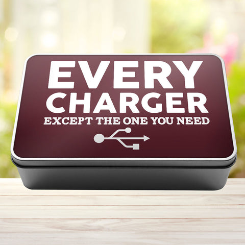 Buy burgundy Charger Storage Rectangle Tin Every Charger But The One You Need