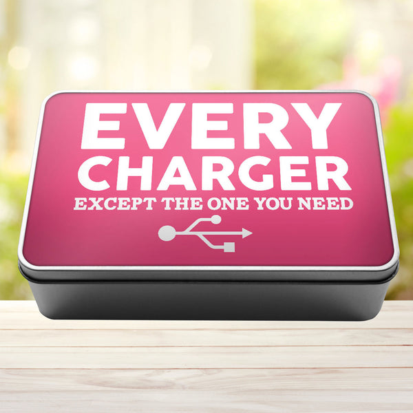 Charger Storage Rectangle Tin Every Charger But The One You Need - 9
