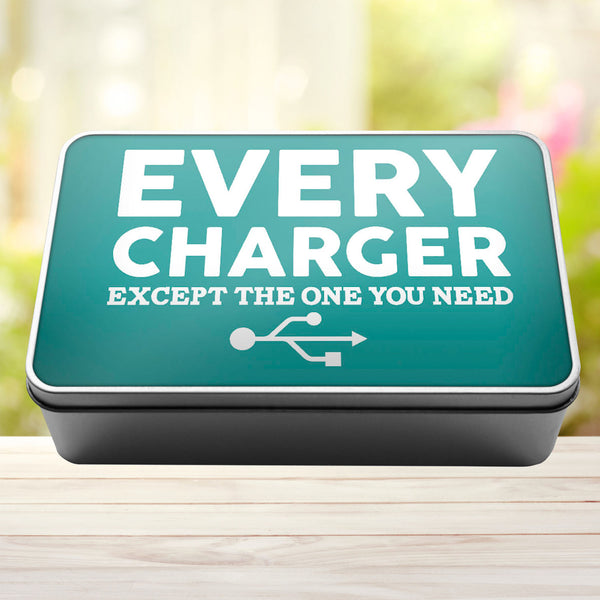 Charger Storage Rectangle Tin Every Charger But The One You Need - 14