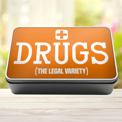 Buy orange Drugs The Legal Variety Storage Rectangle Tin