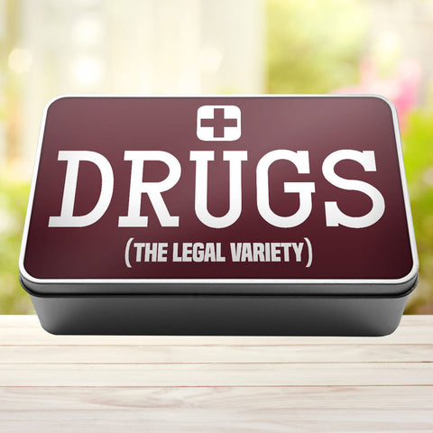 Buy burgundy Drugs The Legal Variety Storage Rectangle Tin