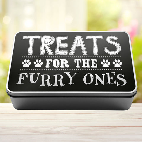 Treats For The Furry Ones Dog Biscuit Dog Treats Storage Rectangle Tin - 0