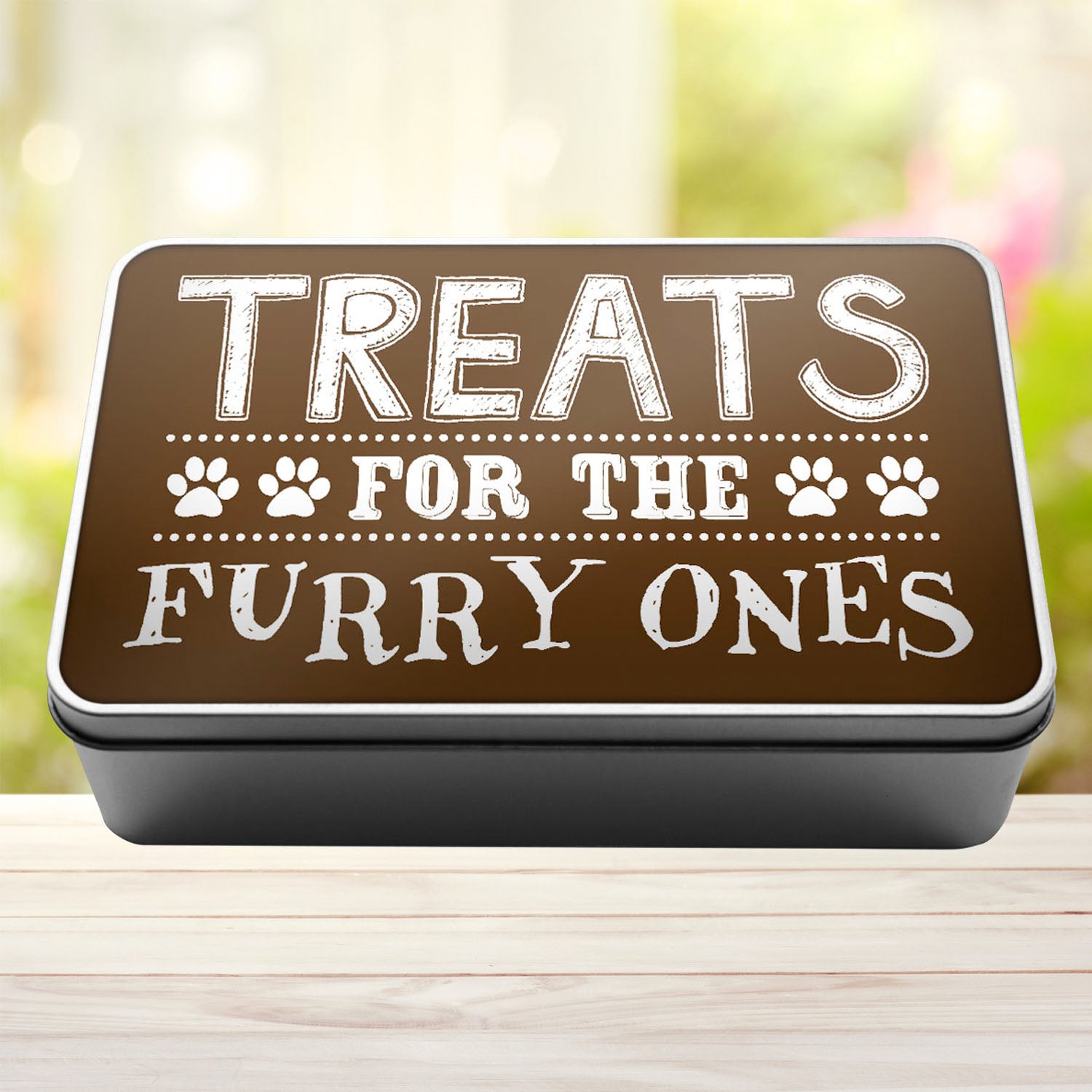 Treats For The Furry Ones Dog Biscuit Dog Treats Storage Rectangle Tin - Perham Prints