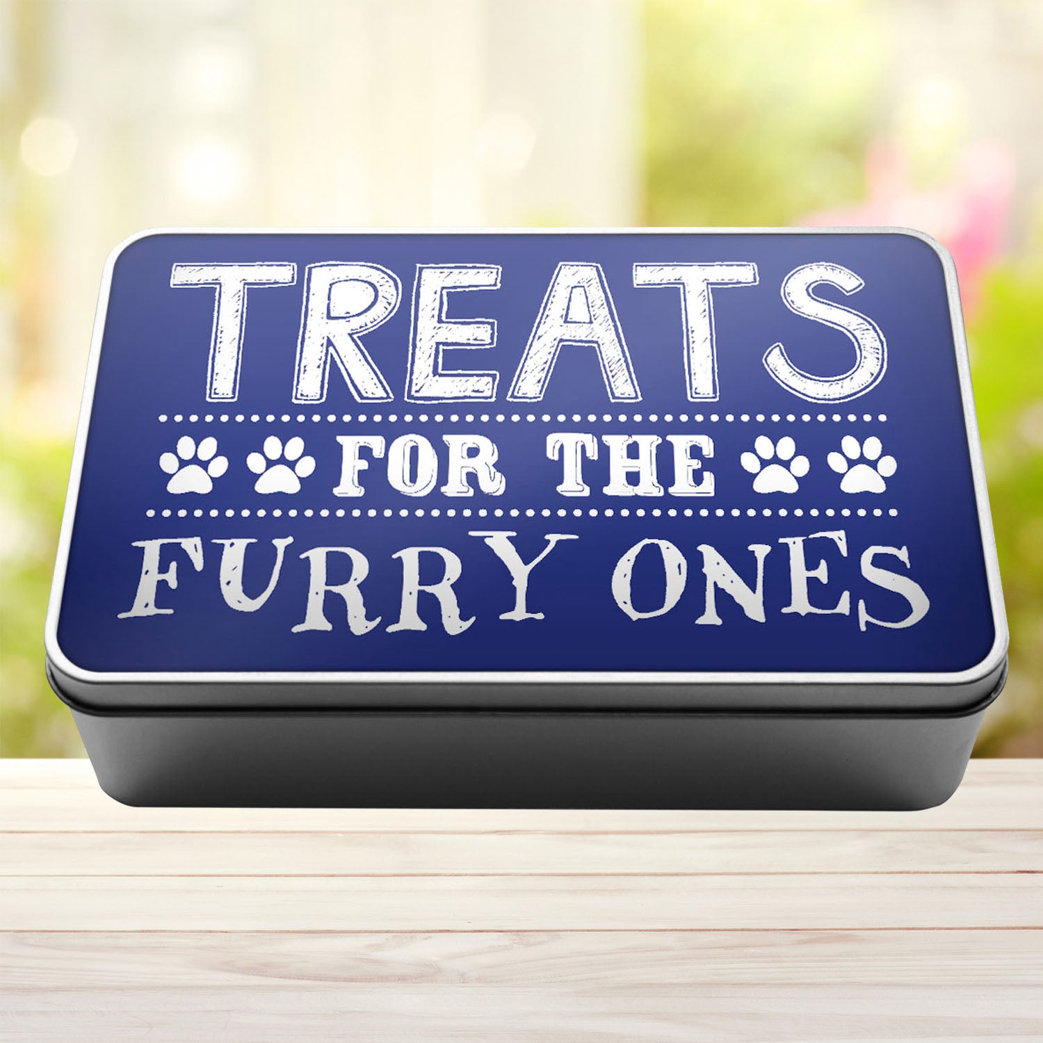 Treats For The Furry Ones Dog Biscuit Dog Treats Storage Rectangle Tin - Perham Prints