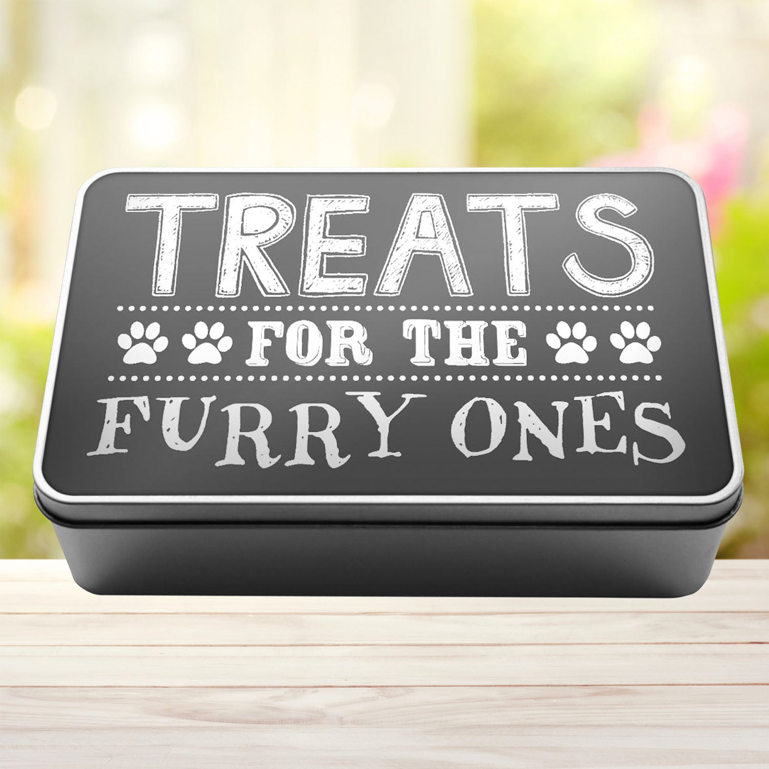 Treats For The Furry Ones Dog Biscuit Dog Treats Storage Rectangle Tin - Perham Prints
