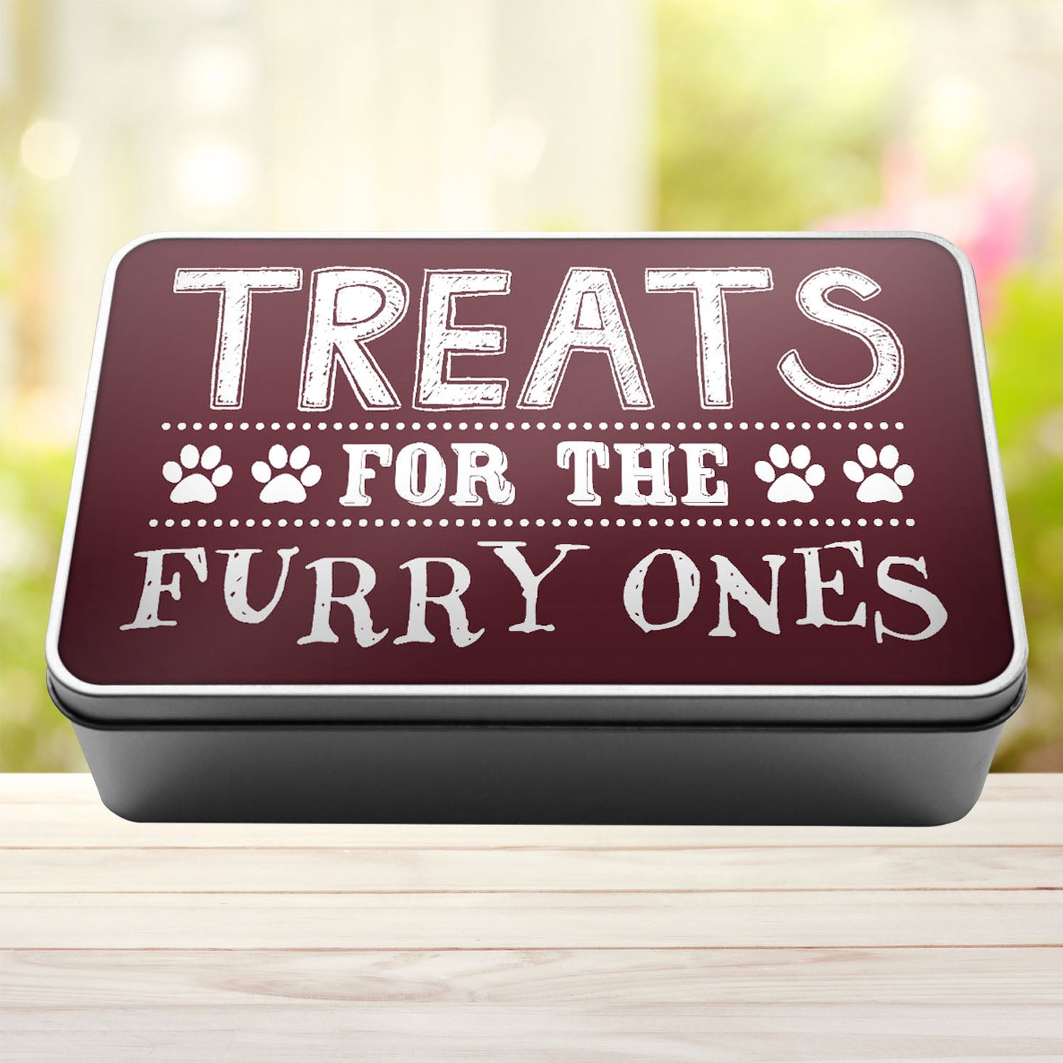 Treats For The Furry Ones Dog Biscuit Dog Treats Storage Rectangle Tin - Perham Prints