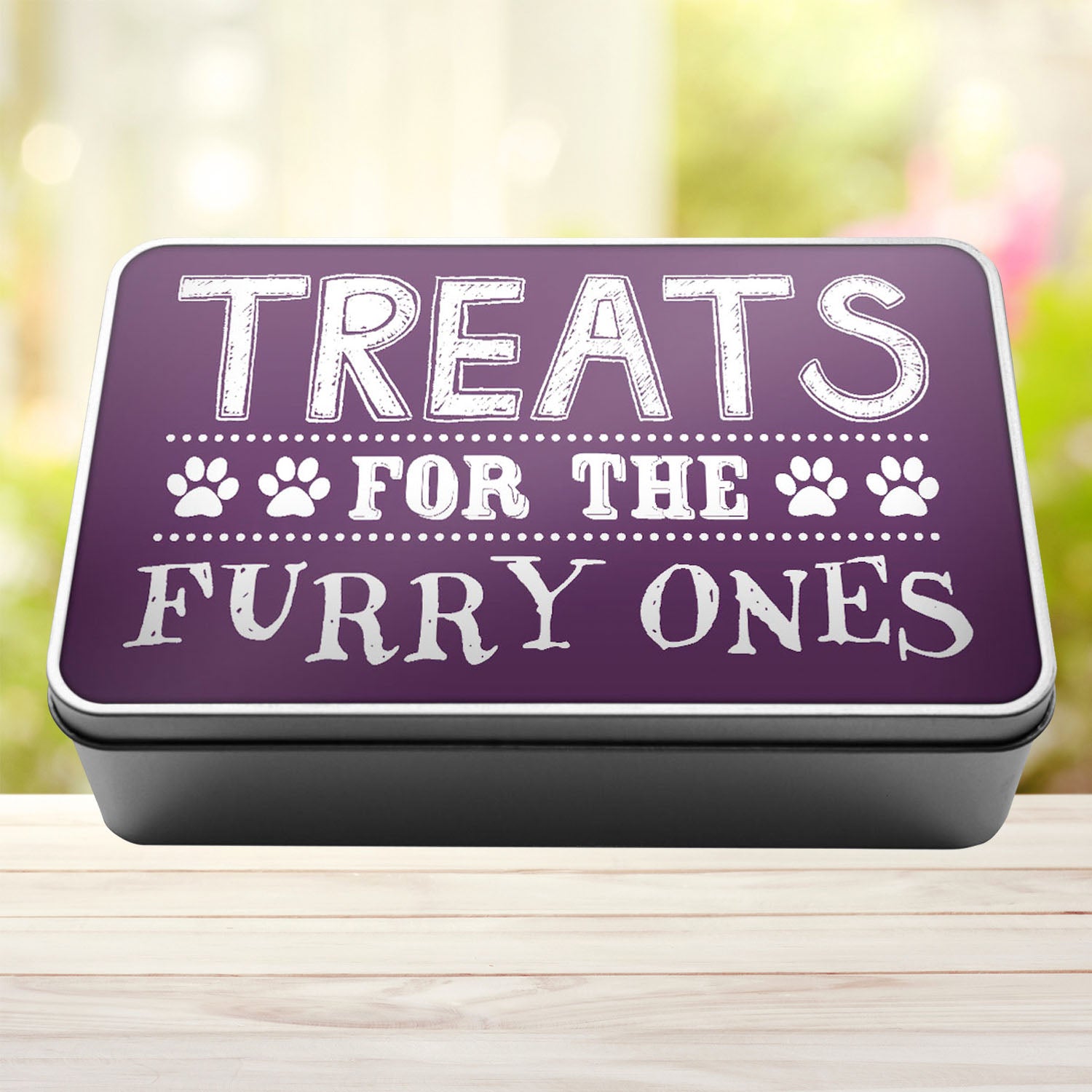 Treats For The Furry Ones Dog Biscuit Dog Treats Storage Rectangle Tin - Perham Prints