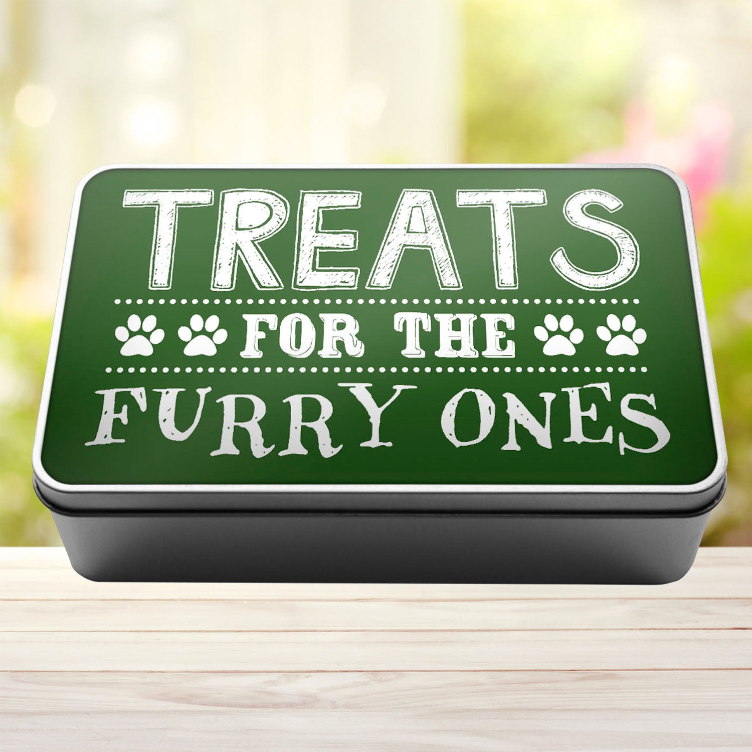 Treats For The Furry Ones Dog Biscuit Dog Treats Storage Rectangle Tin - Perham Prints