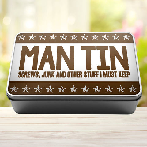 Buy brown Man Tin Screws, Junk and Other Stuff I Must Keep Storage Rectangle Tin