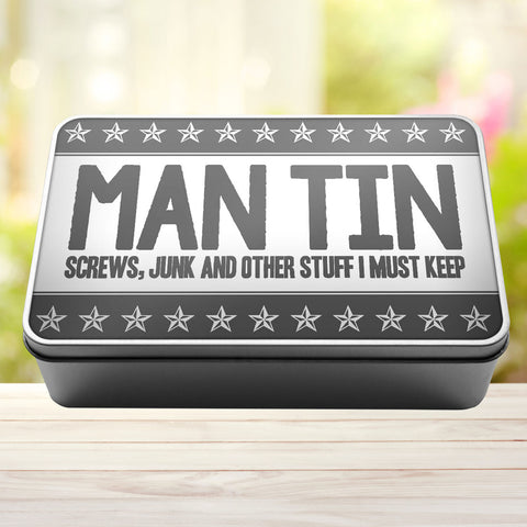Buy grey Man Tin Screws, Junk and Other Stuff I Must Keep Storage Rectangle Tin