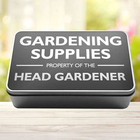 Buy grey Gardening Supplies Property Of The Head Gardener Storage Rectangle Tin