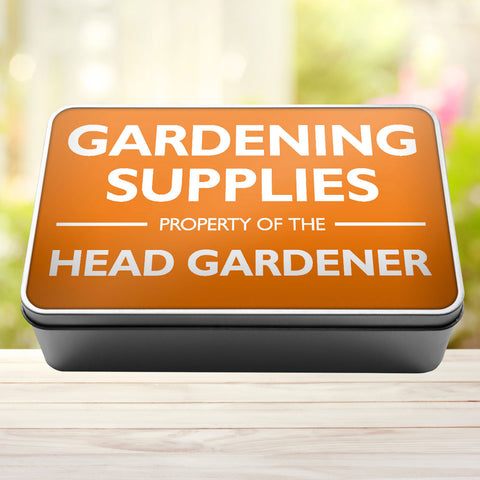 Buy orange Gardening Supplies Property Of The Head Gardener Storage Rectangle Tin