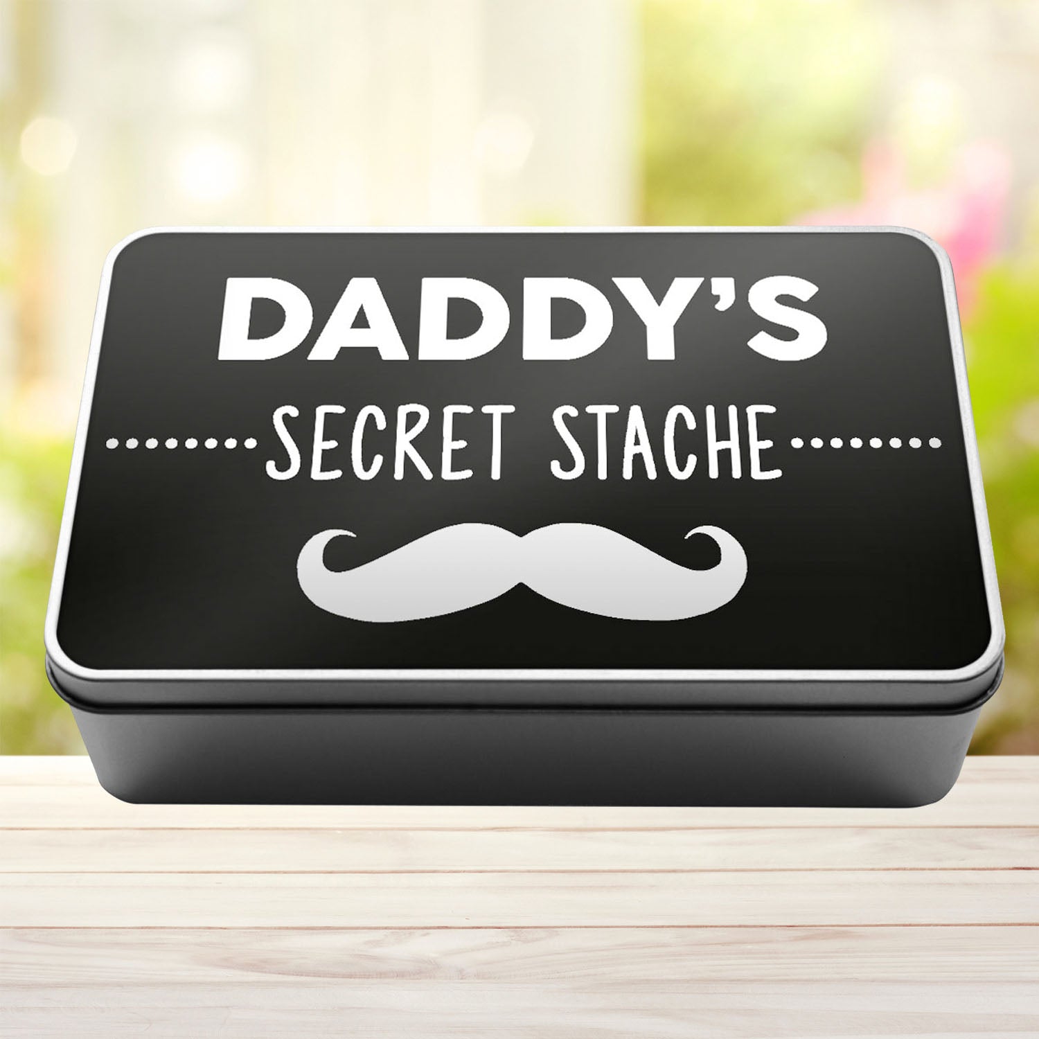 Daddy's Secret Stache Stash Tin Storage Rectangle Tin - Perham Prints