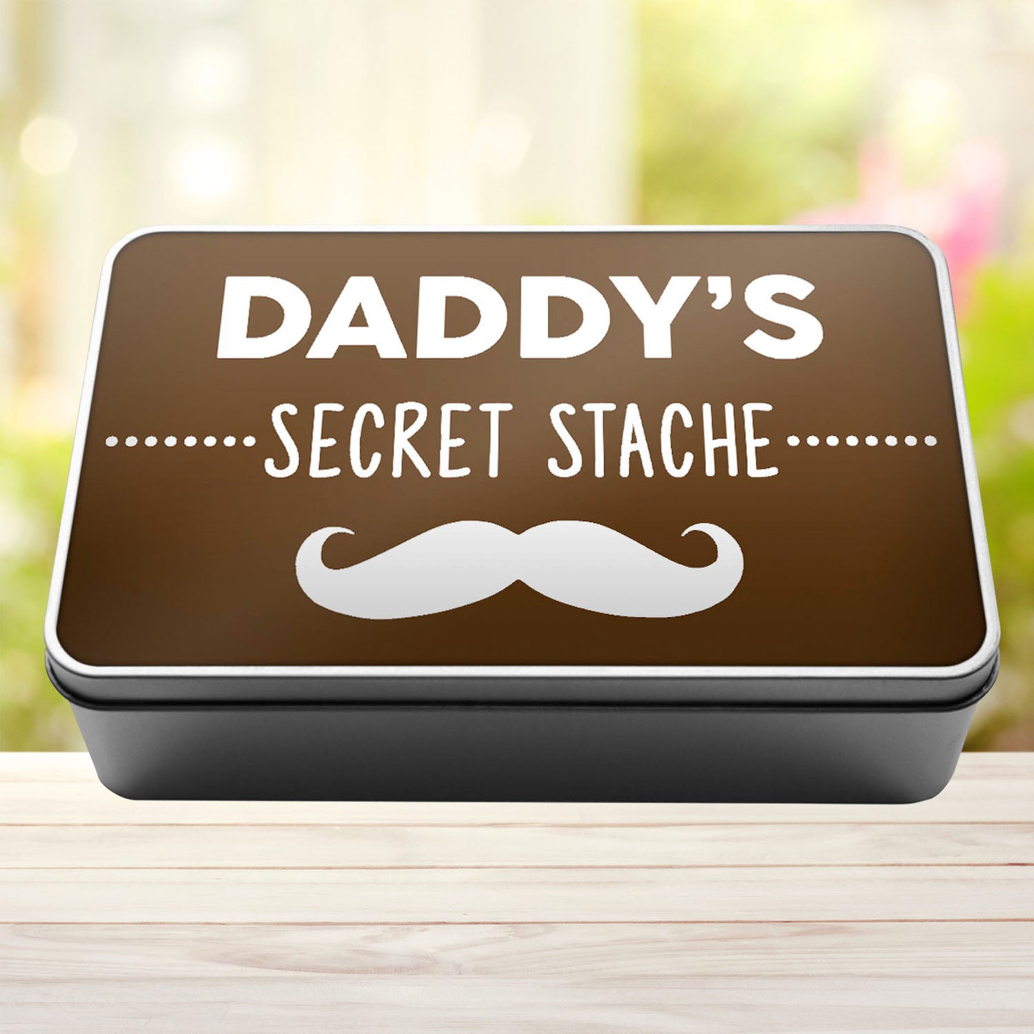 Daddy's Secret Stache Stash Tin Storage Rectangle Tin - Perham Prints