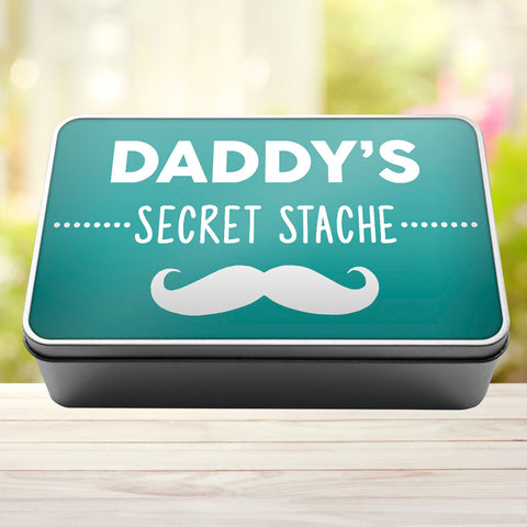 Buy turquoise Daddy&#39;s Secret Stache Stash Tin Storage Rectangle Tin