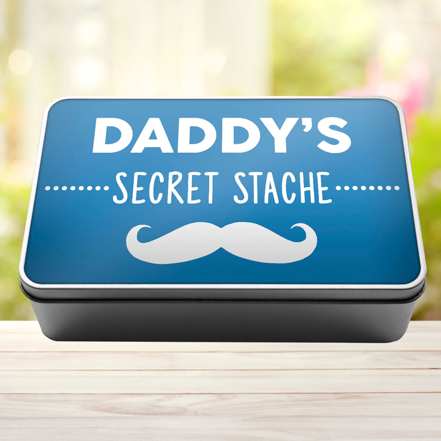 Daddy's Secret Stache Stash Tin Storage Rectangle Tin - Perham Prints