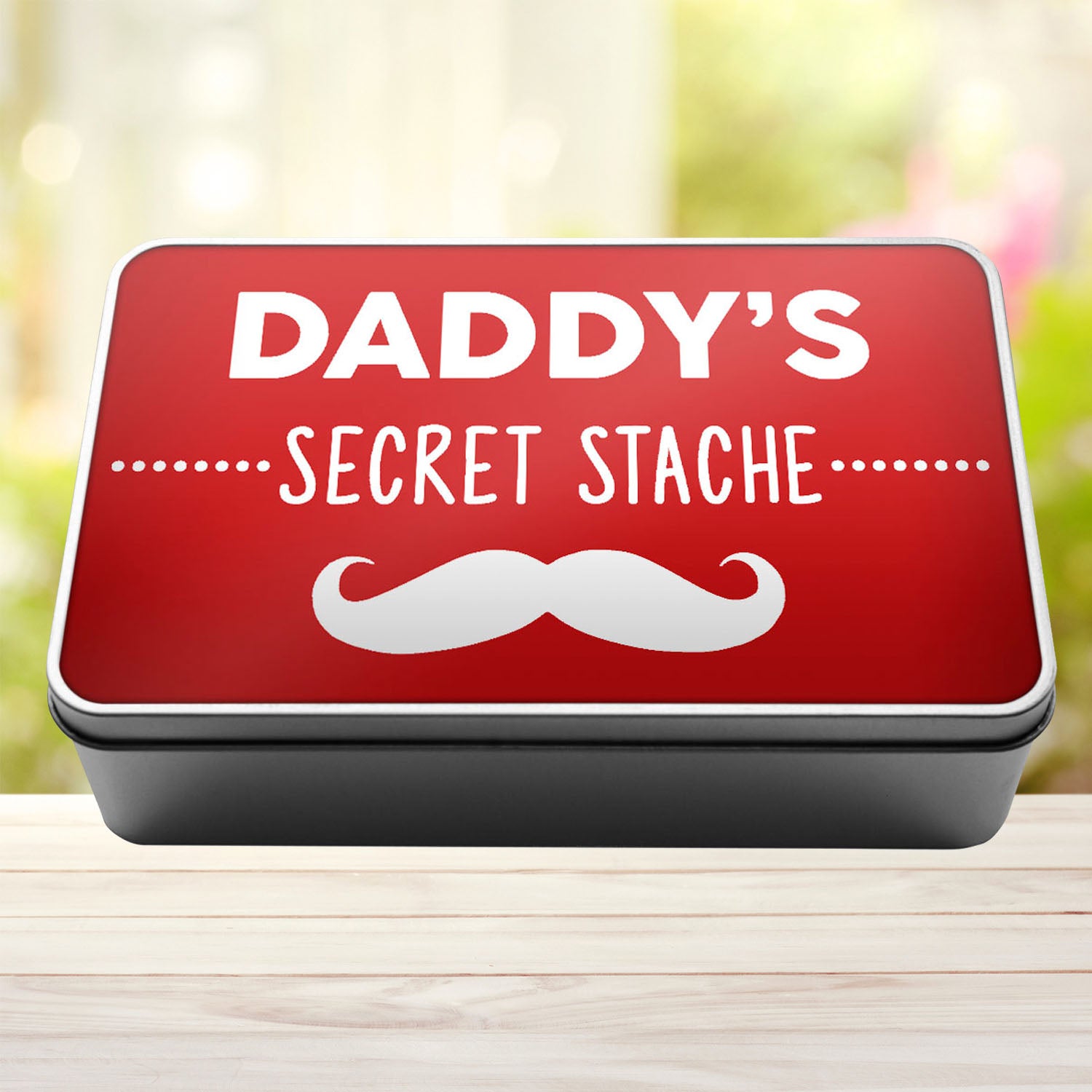 Daddy's Secret Stache Stash Tin Storage Rectangle Tin - Perham Prints