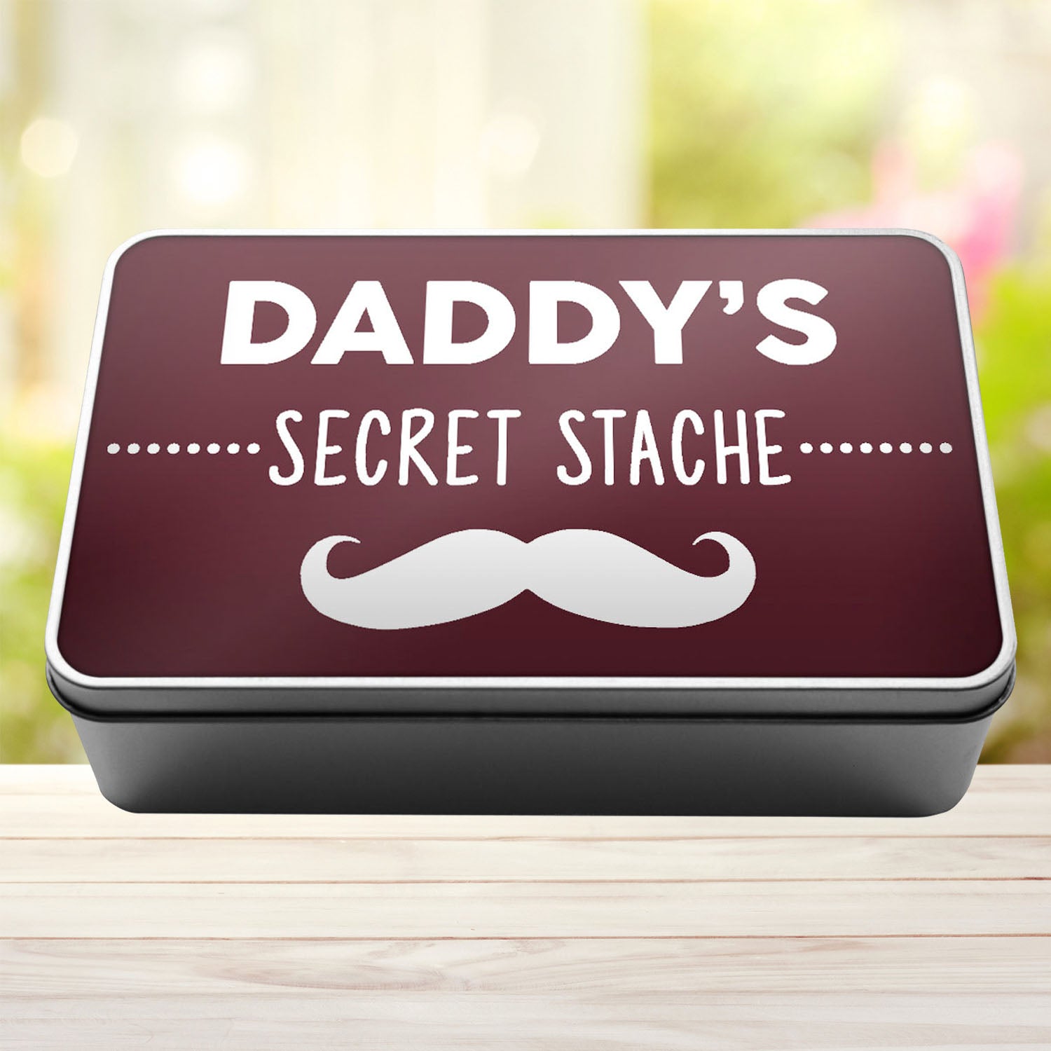 Daddy's Secret Stache Stash Tin Storage Rectangle Tin - Perham Prints