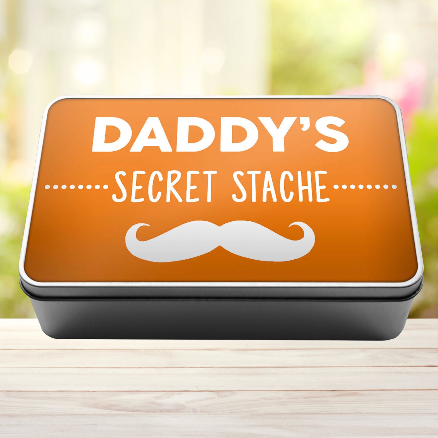 Daddy's Secret Stache Stash Tin Storage Rectangle Tin - Perham Prints